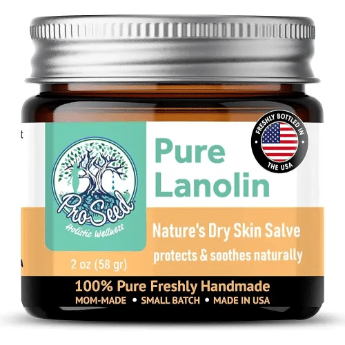 ProSeed Handmade Pure Lanolin Balm – US Pharmacopeia Grade for Moms, Babies & Skin Essentials – Single Ingredient Moisturizer for Dry, Sensitive Skin – Glass Jar, 2oz