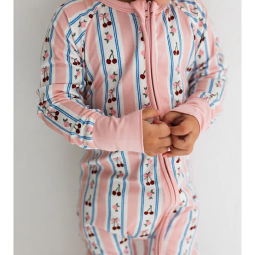 Pink Cherry Zipper Romper – In My Jammers
