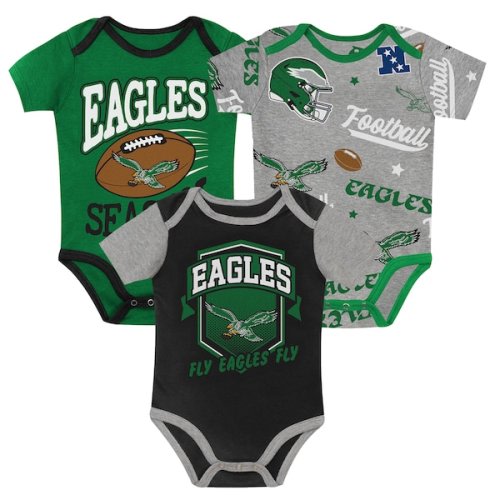Newborn Outerstuff Philadelphia Eagles First Round Pick Three-Piece Bodysuit Set