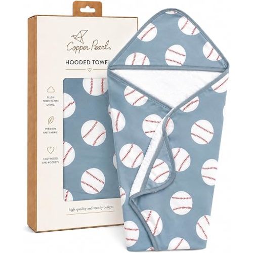 Copper Pearl Hooded Bath Towels Premium Knit/Terry Cloth Baby Towels with Hood, Pockets, and Cool Designs - Great to Gift and Make Bath Time Fun - Baby Bath Towel, Slugger