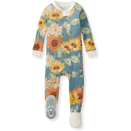Burt's Bees Baby Girls' Snug Fit One-Piece Footed Non-Slip Sleeper Pajamas