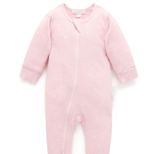 Ribbed Zip Growsuit - Pure Baby