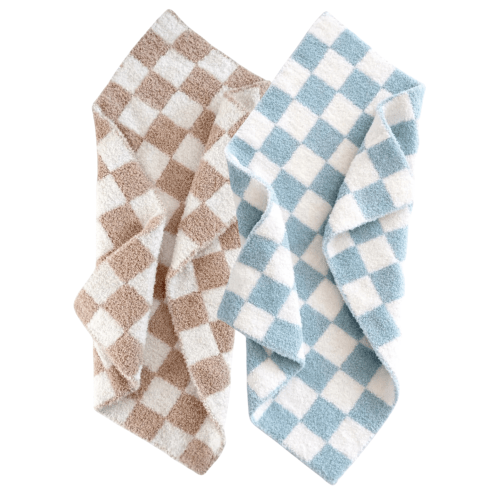 2-Pack Phufy® Bliss Mini Blanket, Powder/Cocoa Checkerboard