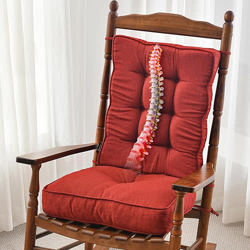 Memory Foam Non-Slip Rocking Chair Cushions, Set of Seat and Back, Burgundy