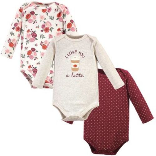 Hudson Baby Basics Infant Girls Essential Long Sleeve Bodysuits 3-Pack, Autumn Blush, 0-3 Months