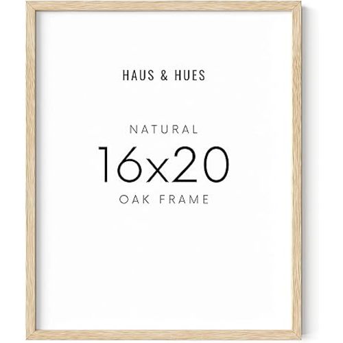 HAUS AND HUES Beige Oak Wood 16x20 Picture Frame - Modern Wood Wall Art Display - Lightweight 16x20 Frame for Art Prints, Photos, Posters - Ready-to-Hang Vertically & Horizontally