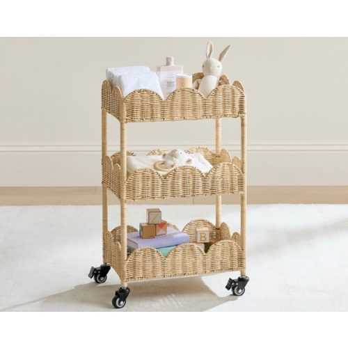 Palmer Scallop Tiered Storage Cart in Natural