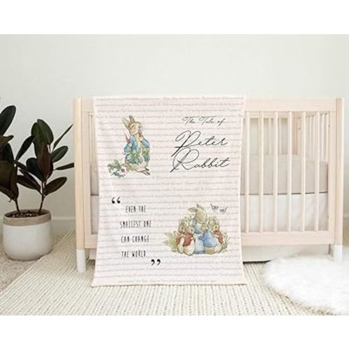 Peter Rabbit Baby Blanket, Peter Rabbit Nursery, Peter Rabbit Christening, Minky Baby Blanket, Peter Rabbit Baby Shower, Beatrix Potter (Minky, Light Blue) 40x32''