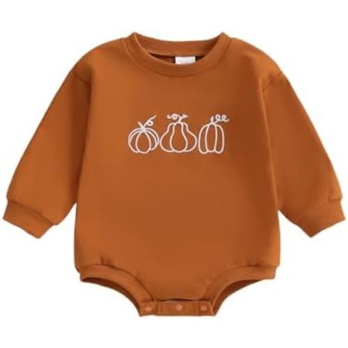Kuriozud Newborn Baby Boy Girl Bubble Romper Funny Letter Long Sleeve Oversized Sweater Tops Fall Winter Clothes