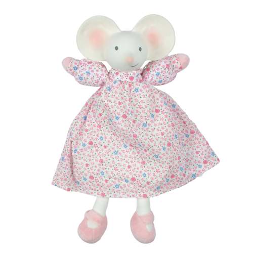 Organic Mouse Lovey with Natural Rubber Teether - Tikiri Meiya Baby