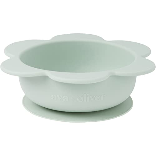 AVA + OLIVER Silcone Flower Suction Bowl | BPA-Free Non-Slip Design (Mint)
