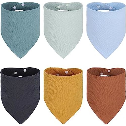 Chef Vinny Baby Bandana Drool Bibs, Teething Bibs Neck Scarves with 2 Adjustable Snap Button Bibs for Toddlers 6 Pack Set