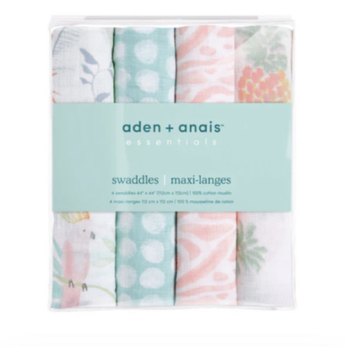 Tropical Cotton Muslin Swaddl 4pk | aden + anais
