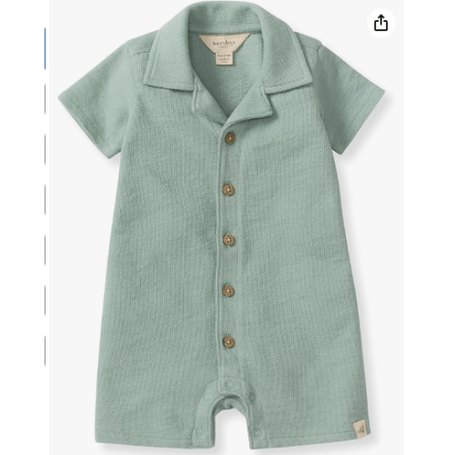 Burt's Bees Baby baby-boys Polo Rompers, 100% Organic Cotton One-piece Coverall and Layette Set