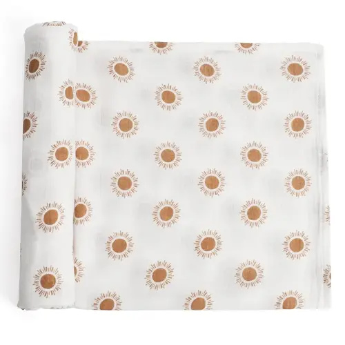 Premium Soft Muslin Cotton Baby Muslin Swaddle Blanket for Newborns - Gender-Neutral Receiving Wrap for Boys and Girls, 47x47in (120x120cm) Large (Lovely Sun)