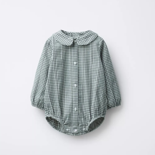 GINGHAM BODYSUIT - Greenish | ZARA United States