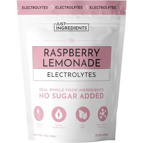 Raspberry Lemonade Electrolytes – 30‑Serving Hydration Drink Mix with Coconut Water, Essential Minerals & Real Fruit Flavors – Sweetened with Monk Fruit & Stevia – No Artificial Ingredients