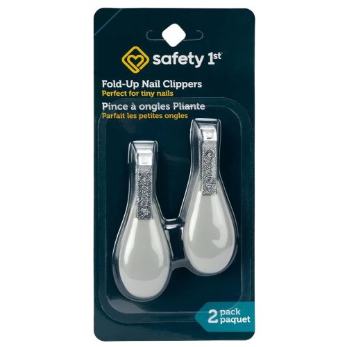 Safety 1st Fold-Up Nail Clippers (2-Pack) – Safe for All Ages, Gentle & Precise Nail Care for Babies, Easy-Grip Handle, Durable Stainless Steel Blades, Compact & Travel-Friendly for Diaper Bag
