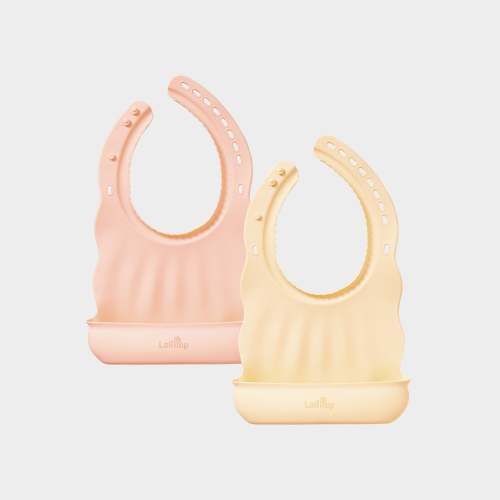Lollipop Silicone Baby Bibs Set Of 2 (Misty Rose/Buttermilk)