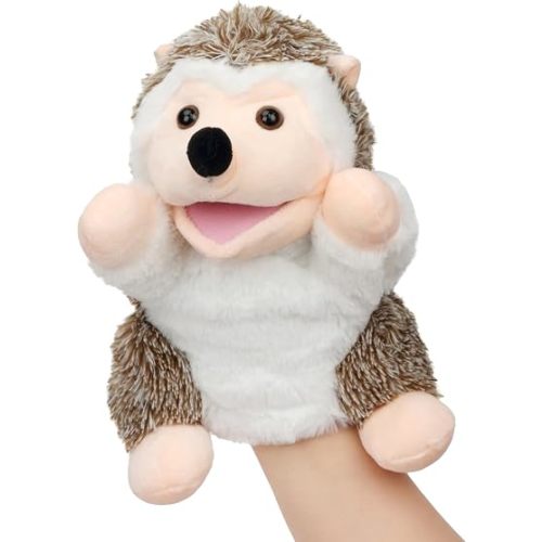Easfan Hedgehog Hand Puppet with Movable Mouth Interactive Storytelling Cute Soft Plush Toy Creativity and Imagination Easter Christmas Birthday Gifts for Toddlers Kids,10’’