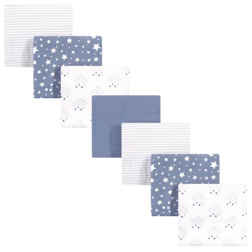 Hudson Baby Infant Boy Cotton Flannel Receiving Blankets Bundle, Cloud Mobile Blue, One Size - Cloud Mobile Blue - One Size
