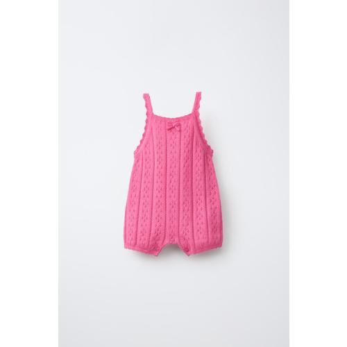 POINTELLE KNIT ROMPER - Fuchsia