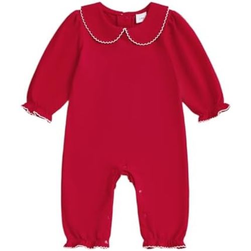 Merqwadd Baby Coming Home Outfit Boy Girl Cotton Long Sleeve Romper Jumpsuit Plain One-Piece Clothes