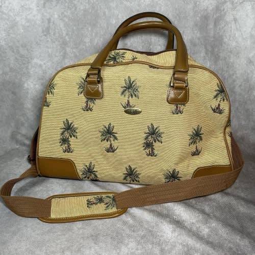 Diane Von Furstenberg DVF Vintage Palm Tree Tapestry Duffel Weekender Bag 18"