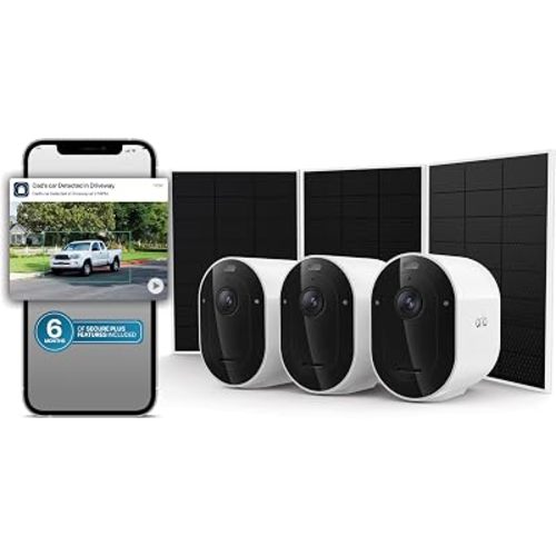 Arlo Pro Security Camera 2K HDR (6th Gen, 2025 Release) 3 Cam + 3 Solar Panels + 6 Months of Secure Plus Plan - Wireless Outdoor Camera, Battery Power, Person, Vehicle & Animal Detection, White
