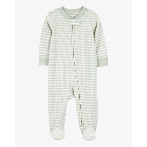 Baby Striped 2-Way Zip Ribbed Sleep & Play Pajamas - Green/White - Carter's | Carter's