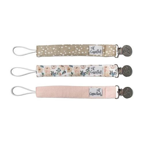 Copper Pearl Pacifier Clip 3-Pack: Premium Knit Binky Clips for Baby Girls and Boys - Stylish Stainless Steel Pacifier Holder Clip - Baby Pacifier Clips for No More Floor Drops - Autumn