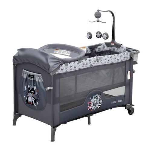 Acekool 4-in-1 Baby Bassinet and Pack and Play, Deep Gray Bedside Crib Sleeper, Portable Playpen with Zip Door, Changing Table, Toy Bar and Storage