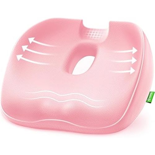 AUVON Innovative Donut Pillow Hemorrhoids Scientific Center Hole and Tailbone Cutout, Orthopedic Pain Relief Donut Seat Cushion for Coccyx, Sciatica, After Surgery Sitting Relief, FSA HSA Eligible