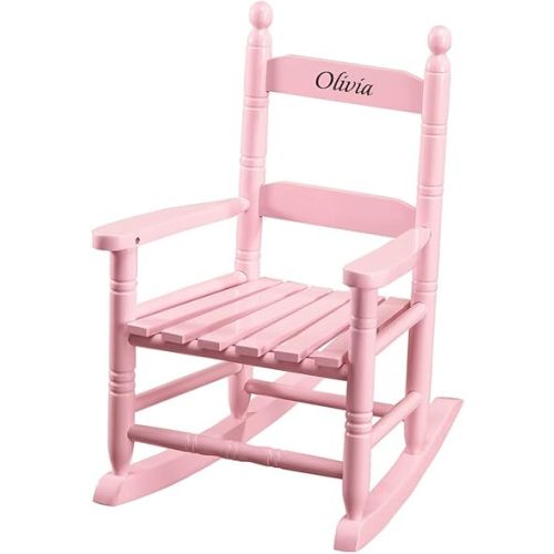 Miles Kimball Custom Pink Children's Rocker - Black Font