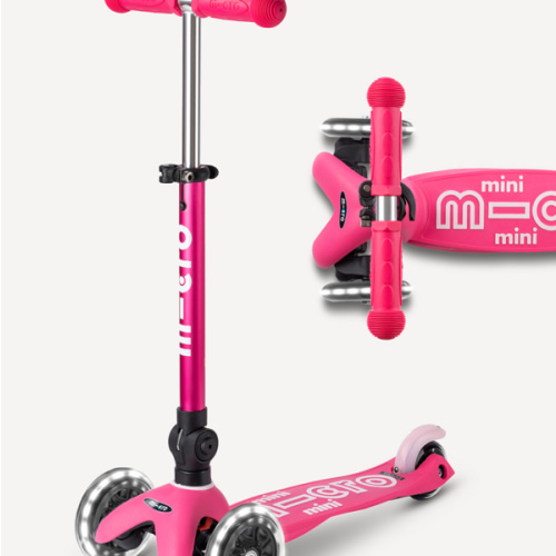 Micro Kickboard Mini Foldable LED Scooter – Pink