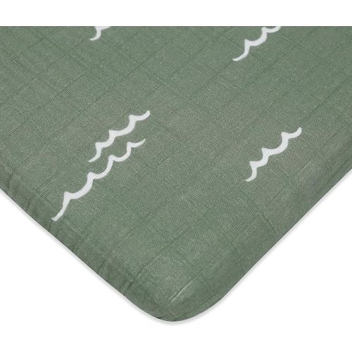 Babyletto 100% Organic Cotton All-Stages Bassinet Sheet, GOTS-Certified, Fitted 360°, Ultra-Soft and Breathable Muslin - Ocean Waves