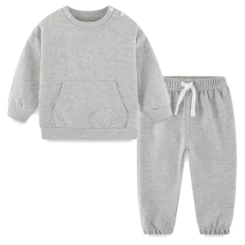 Fullfamous Baby and Toddler Boys 100% Cotton 2 Piece Long Sleeve Sweatshirt and Sweatpant Jogger Pants Set Newborn-4T