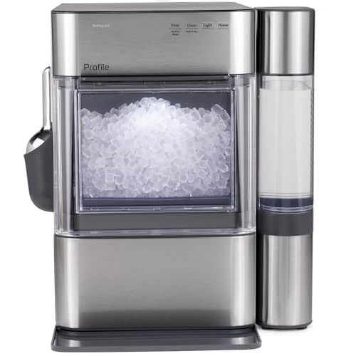 GE Profile Opal 2.0 Ultra Nugget Ice Maker with .75 Gallon Side Tank and Scale Inhibiting Filter, Scoop Included, 38 lbs in 24 Hours, Pellet Ice Machine with WiFi & Smart Connected, Stainless Steel