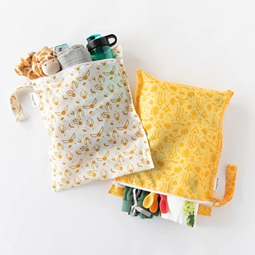 Bumkins Waterproof Wet Bag, Washable, Reusable for Travel, Beach, Pool, Stroller, Diapers, Dirty Gym Clothes, Wet Swimsuits, Toiletries, 12x14 - Harry Potter Quidditch (2-Pack)