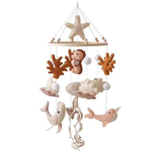 Ocean Life Theme Crib Mobile,Baby Boys Girls Ocean Mobile,Gender Neutral Baby Mobile,Nursery Mobile Soothe Toy,Comfortable Baby Soothing Toys with Various Marine Animals