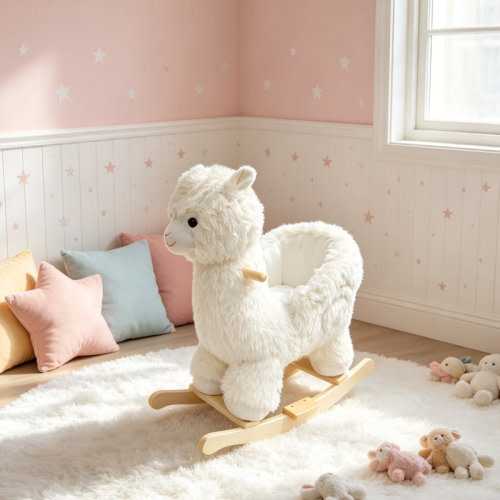 ORCHID Soft Plush Rocking Toy With Hand Puppets And Safety Belt,Kids Ride-On Rocking Horse Toy With Lullaby Song | Wayfair