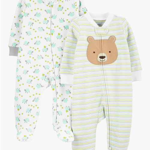 3-6 M, Simple Joys by Carter's Baby Neutral 2-pack Cotton Footed Sleep and Play