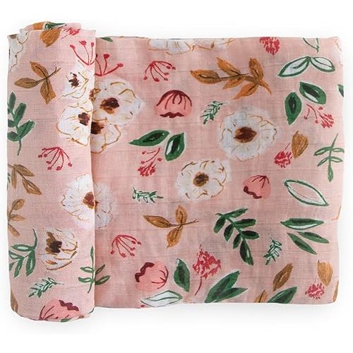 Little Unicorn Premium Cotton Swaddle Baby Blanket | Breathable Fabric | for swaddling, Play, Nursing & More (Vintage Floral) | for swaddling, Nursing, Play, Breathable Fabric