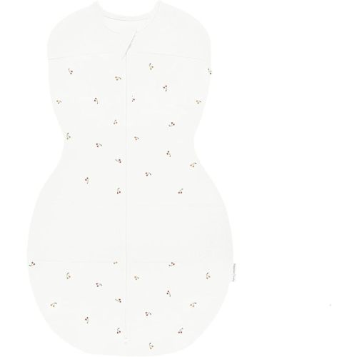 Happiest Baby Sleepea 5-Second Swaddle - 100% Organic Cotton Baby Swaddle Blanket - Doctor Designed Promotes Healthy Hip Development (Ivory Cherries, Large)