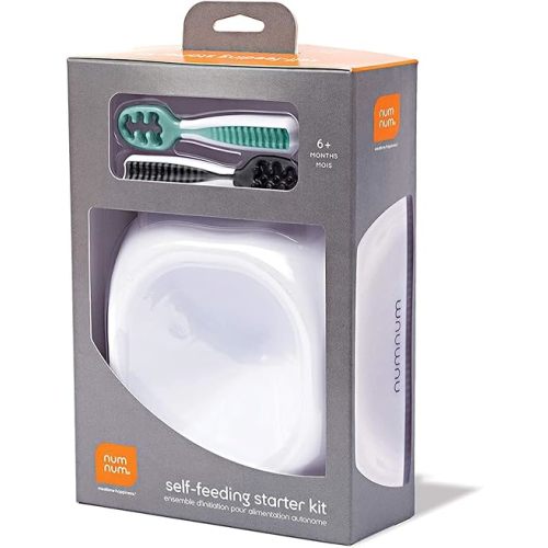 NumNum Starter Kit | Baby Bowl and Spoons Set (Stage 1 + Stage 2) | BPA Free Silicone Toddler Feeding Supplies | Baby Led Weaning Bowl and Baby Utensils for Kids Ages 6 Months+