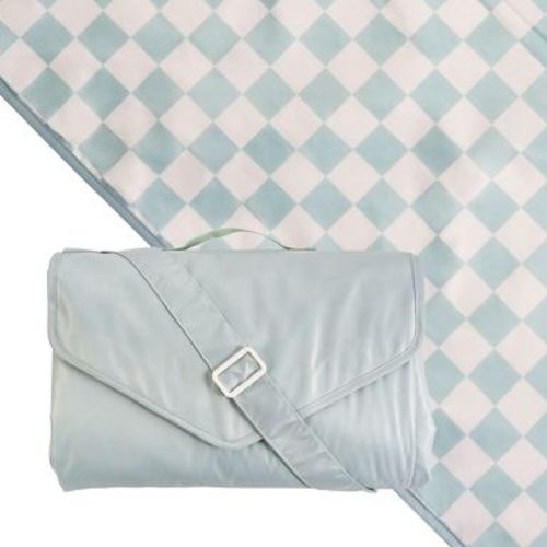 Tiny Twinkle Waterproof Picnic Blanket | 5'x7' 100% Recycled Polyester, Sandproof, Foldable & Portable for Beach, Camping, Travel (Sage Checkers）