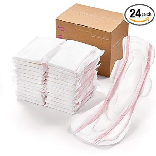 PurComfy 24 Count Premium Postpartum Pads with Wings, Large Maximum Absorbency Postpartum Maternity Pads Ultra Soft Heavy Flow Secure Leak Protection After Birth