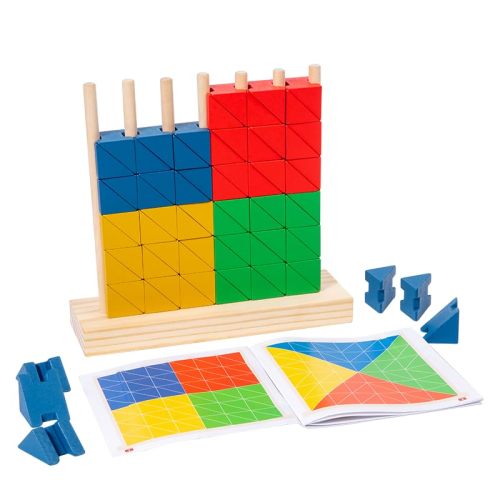 Montessori Wooden Stacking Toy for Kids - Toddler & Preschool STEM Learning Creative Brain Teaser Educational Logic Game - Puzzle Colorful Triangle Blocks