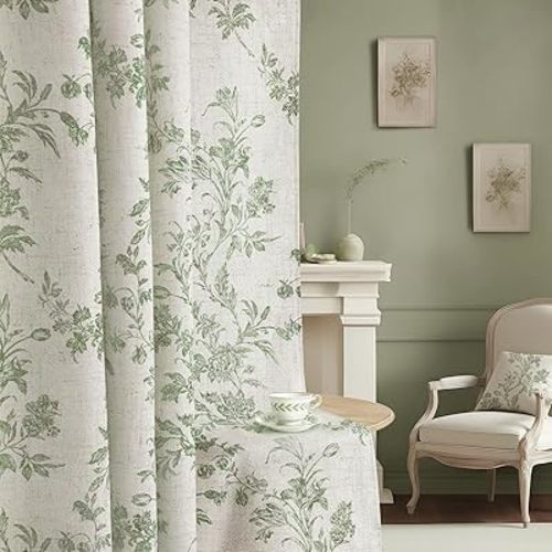 Floral Blackout Curtains Sage Green Printed Curtains Floral Blackout Curtains Farmhouse Boho Cottagecore Spring Curtains for Bedroom Modern Living Room