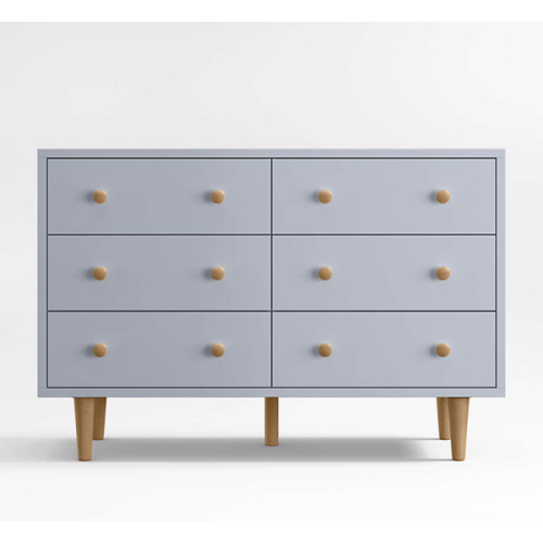 Finn 51" Mist Blue Wood Wide 6-Drawer Kids Dresser